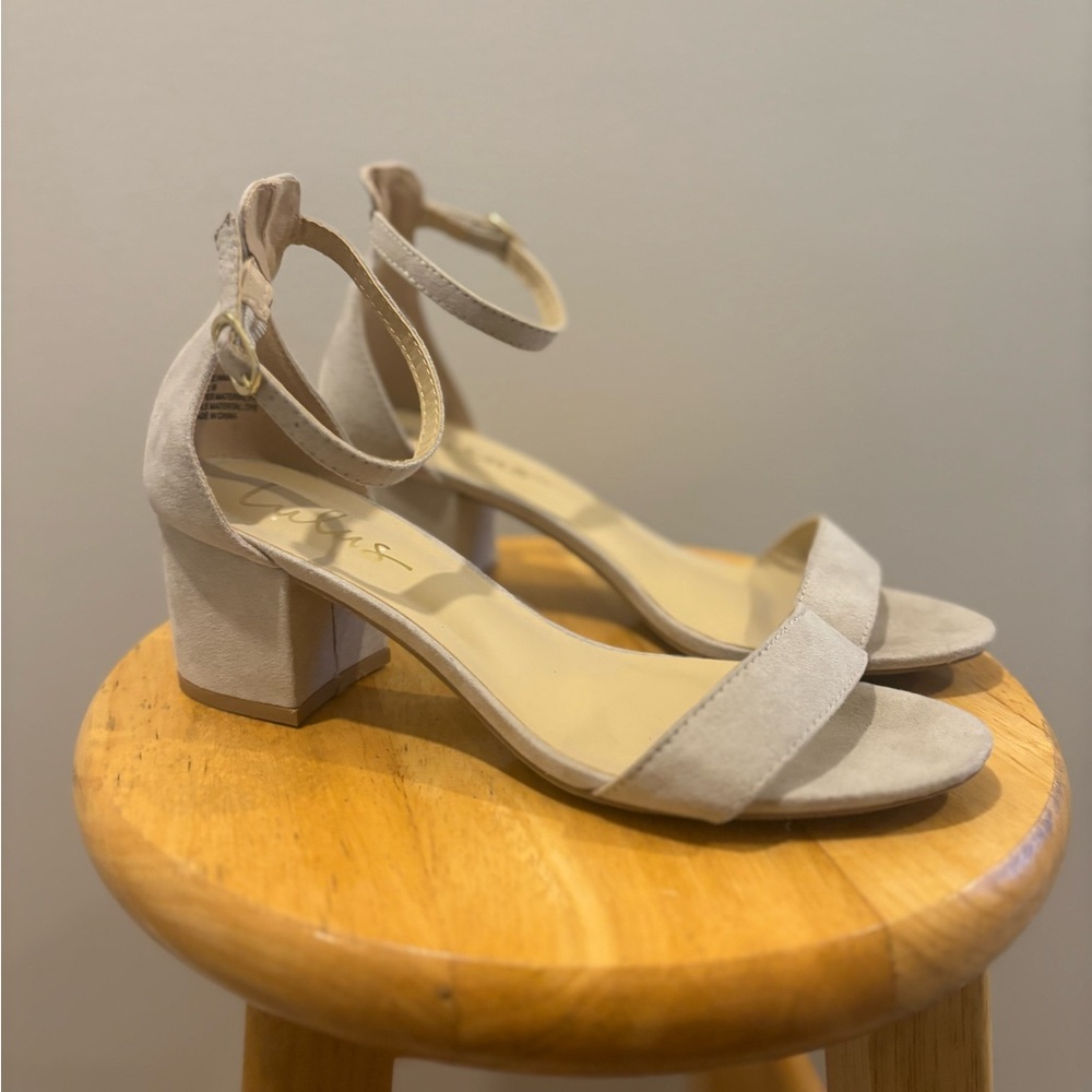 Gray Block Heel Sandals